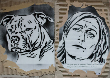 Painting titled "Marine Le Pen et so…" by Murzo, Original Artwork, Spray paint Mounted on Wood Panel
