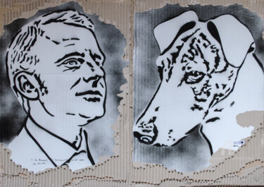 「Emmanuel Macron et…」というタイトルの絵画 Murzoによって, オリジナルのアートワーク, スプレー式塗料 ウッドパネルにマウント