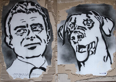 제목이 "Manuel Valls et son…"인 미술작품 Murzo로, 원작, 페인트 스프레이 목재 패널에 장착됨