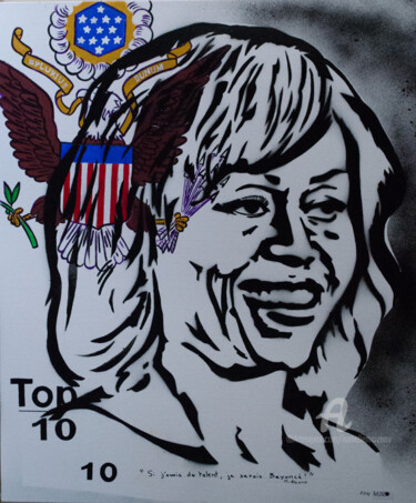 Painting titled "Michèle Obama dixiè…" by Murzo, Original Artwork, Spray paint Mounted on Wood Stretcher frame