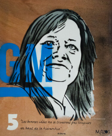 Painting titled "Mary Barra Top 5" by Murzo, Original Artwork, Spray paint