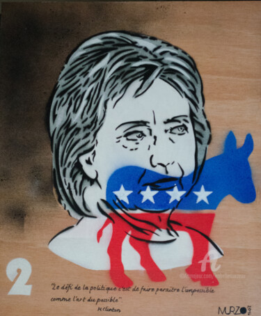 Painting titled "Hillary Clinton Top…" by Murzo, Original Artwork, Spray paint