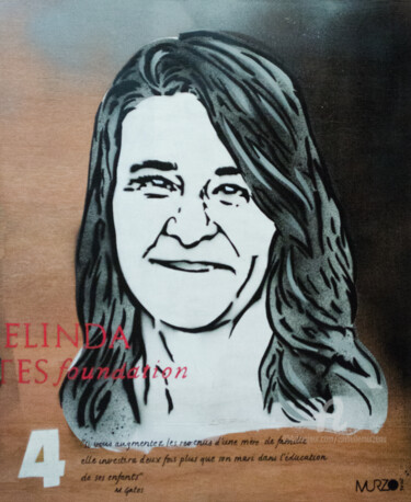 Pintura intitulada "Melinda Gates Top 4" por Murzo, Obras de arte originais, Tinta spray