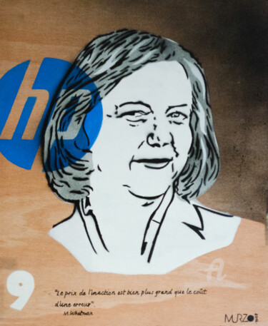 Schilderij getiteld "Meg Whitman Top 9" door Murzo, Origineel Kunstwerk, Graffiti