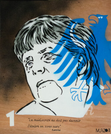 Malerei mit dem Titel "Angela Merkel Top 1" von Murzo, Original-Kunstwerk, Sprühfarbe