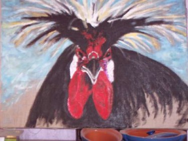 Peinture intitulée "quel beau coq" par Isabelle Mangin-Lenglet, Œuvre d'art originale, Huile