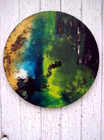 Peinture intitulée "forêt à la loupe" par Isabelle Mangin-Lenglet, Œuvre d'art originale, Huile