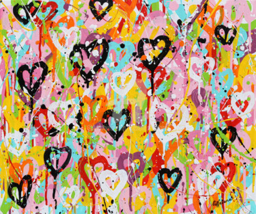 Peinture intitulée "Heart & Love" par Isabelle Pelletane, Œuvre d'art originale, Acrylique Monté sur Châssis en bois