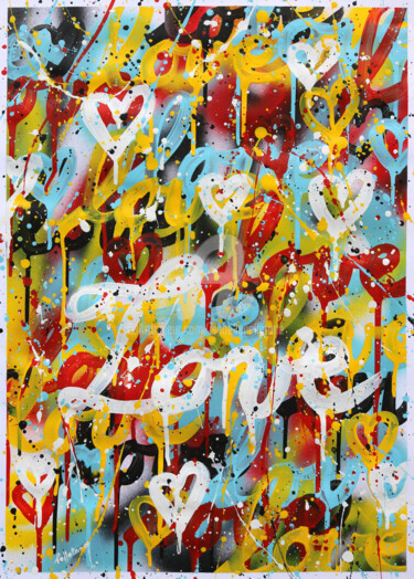 Malerei mit dem Titel "Love love 11" von Isabelle Pelletane, Original-Kunstwerk, Acryl