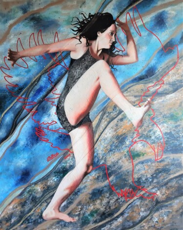 Painting titled "Ascension" by Isabelle Riffard, Original Artwork, Acrylic Mounted on Other rigid panel