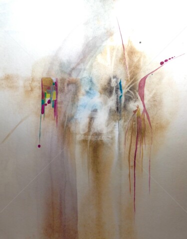 Painting titled "Nuées, traces" by Isabelle Szlachta, Original Artwork, Watercolor