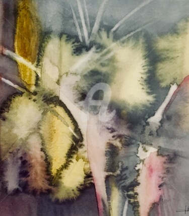 Peinture intitulée "Les lys jaunes" par Isabelle Szlachta, Œuvre d'art originale, Aquarelle