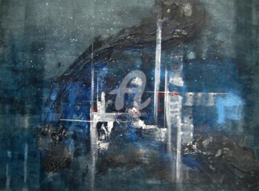 Peinture intitulée "Blue Time in Köln" par Isabelle Szlachta, Œuvre d'art originale, Acrylique