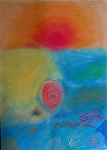 Dessin intitulée "Océan fantastique" par Isabelle Tirard, Œuvre d'art originale, Pastel