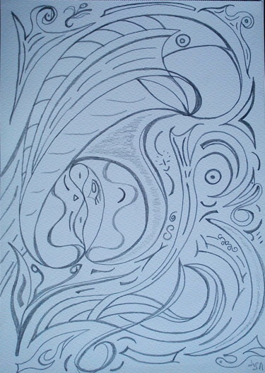 Desenho intitulada "Perroquet" por Isabelle Tirard, Obras de arte originais, Outro
