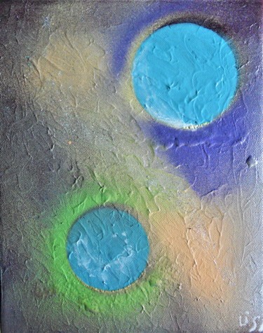 Peinture intitulée "Les Lunes Bleues" par Isabelle Tirard, Œuvre d'art originale, Acrylique
