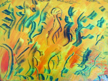 Painting titled "Ecriture Alien" by Isabelle Tirard, Original Artwork, Acrylic