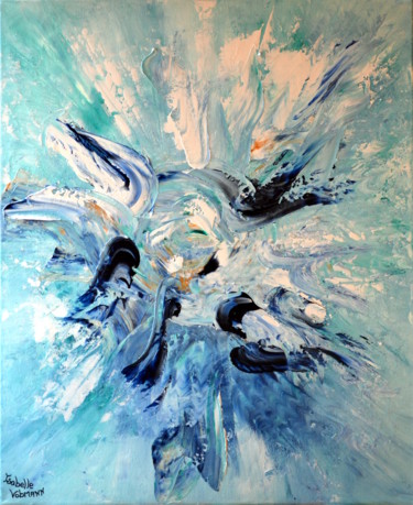 Painting titled "diving-into-the-blu…" by Isabelle Vobmann, Original Artwork, Acrylic