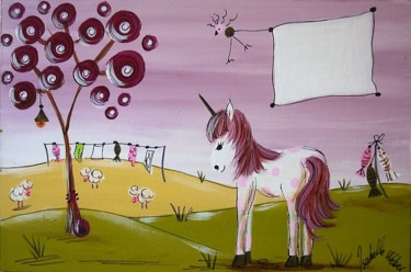 Artisanat intitulée "ma petite licorne s…" par Isabelle Weber, Œuvre d'art originale, Décoration de maison