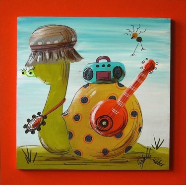 Painting titled "manolo, l'escargot…" by Isabelle Weber, Original Artwork, Acrylic