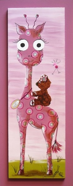 Artisanat intitulée "mia la girafe et so…" par Isabelle Weber, Œuvre d'art originale, Décoration de maison