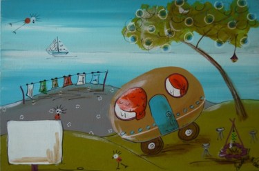 Artcraft titled "caravane sous le ci…" by Isabelle Weber, Original Artwork, Home Décor