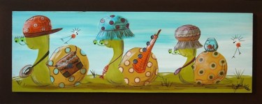 Painting titled "la famille escargot…" by Isabelle Weber, Original Artwork, Acrylic