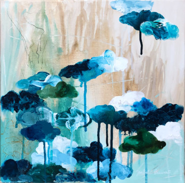 「Turquoise floating…」というタイトルの絵画 Isabel Pauvertによって, オリジナルのアートワーク, アクリル