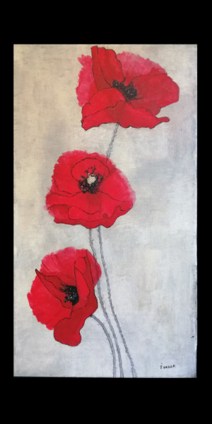 Painting titled "tres-amapolas" by Isabel Torner, Original Artwork, Acrylic