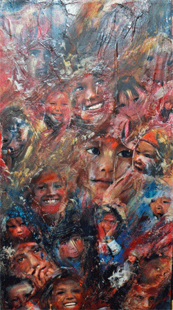 Peinture intitulée "enfants" par Isabelle Ferrand, Œuvre d'art originale