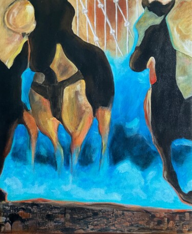Картина под названием "Galopage" - Isabelle Chartrand, Подлинное произведение искусства, Акрил Установлен на Деревянная рама…