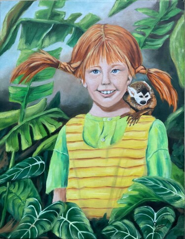 Painting titled "Fifi" by Isabelle Chartrand, Original Artwork, Oil Mounted on Wood Stretcher frame