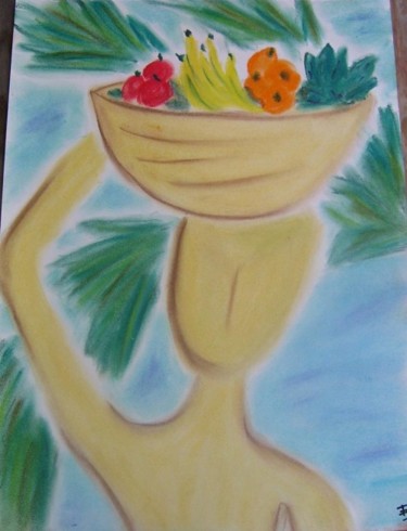 Peinture intitulée "Porteuse de fruits 1" par Isa Digue, Œuvre d'art originale