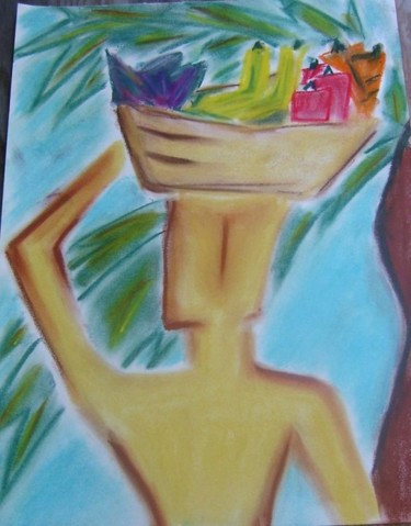 Peinture intitulée "Porteuse de fruits 2" par Isa Digue, Œuvre d'art originale