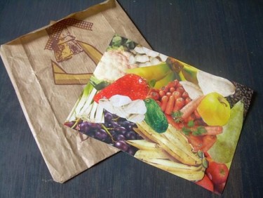 Collages intitulée "Fruits et légumes 02" par Isa Digue, Œuvre d'art originale