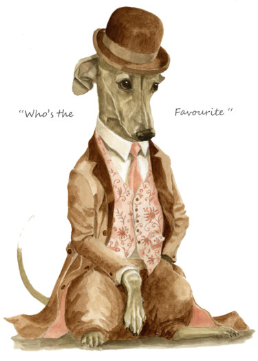 Painting titled "The favourite" by Toffee Nose, Original Artwork, Watercolor