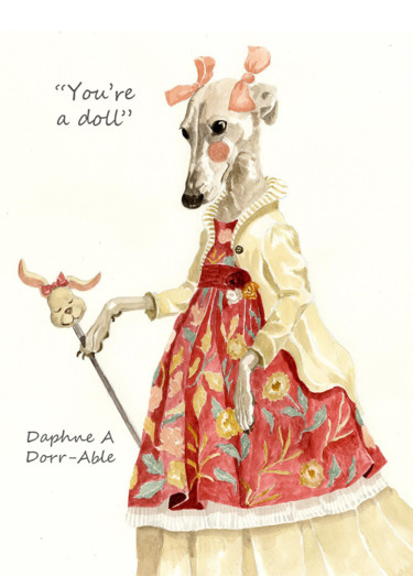 Peinture intitulée "You're a Doll" par Toffee Nose, Œuvre d'art originale, Aquarelle