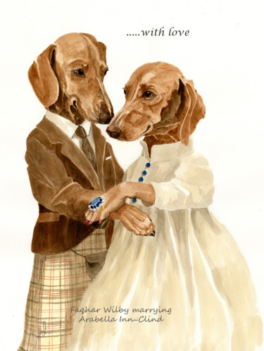 Painting titled "Proposal" by Toffee Nose, Original Artwork, Watercolor