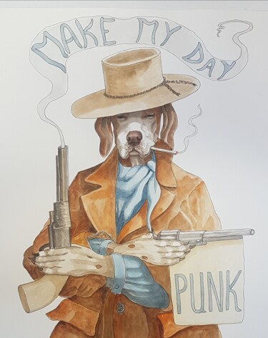 Painting titled "Clint" by Toffee Nose, Original Artwork, Watercolor