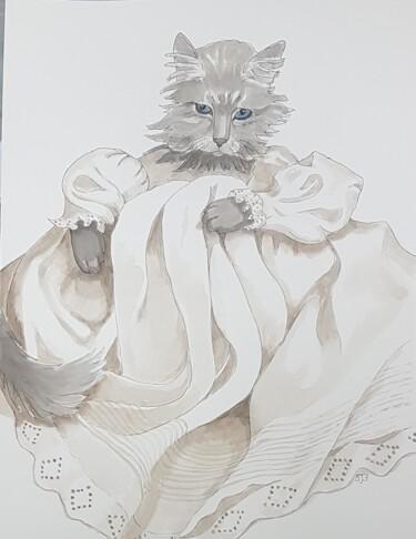 Painting titled "Tilly" by Toffee Nose, Original Artwork, Watercolor