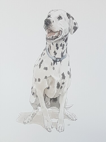 Painting titled "Rocky" by Toffee Nose, Original Artwork, Watercolor