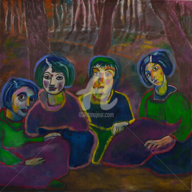 Isafara, le silence Peinture intitulée "Isafara, le silence" par Isafara, Œuvre d'art originale, Acrylique Monté sur Panneau de bois