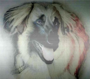 Desenho intitulada "Animal Dog "O BOSS"…" por Isa Gonçal, Obras de arte originais, Outro