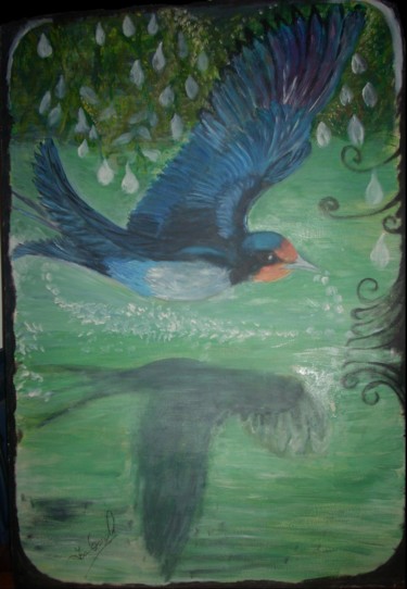 Painting titled "Majestic bird flight" by Isa Gonçal, Original Artwork, Oil