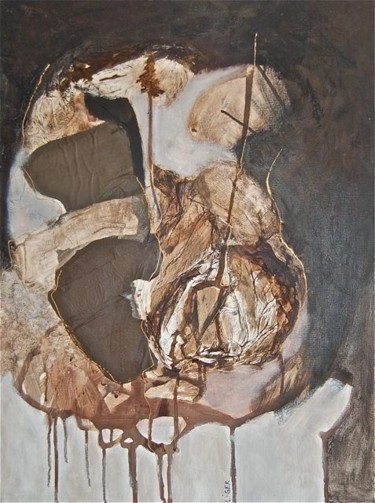 Painting titled "Maternité à Assinie" by Isabelle Liger, Original Artwork