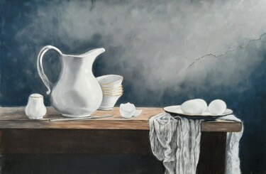 Картина под названием "du blanc, du blanc,…" - Isabelle Vauche, Подлинное произведение искусства, Пастель