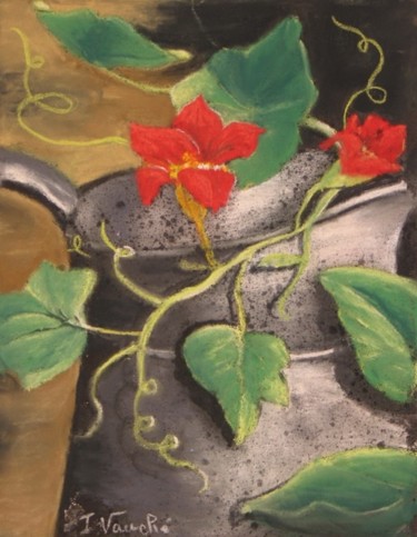 Malerei mit dem Titel "pot de fleurs" von Isabelle Vauche, Original-Kunstwerk