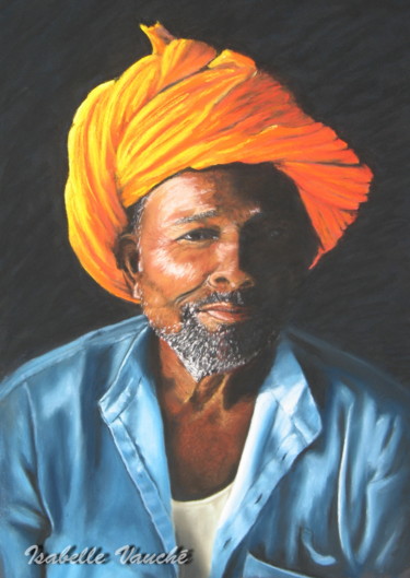 Peinture intitulée "Marchand Indien." par Isabelle Vauche, Œuvre d'art originale, Huile