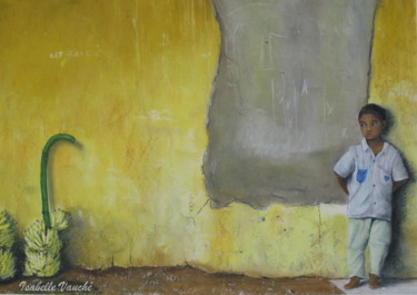 Peinture intitulée "vendeur de bananes" par Isabelle Vauche, Œuvre d'art originale, Huile