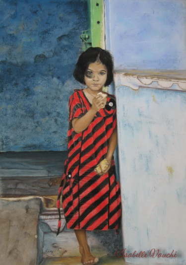Peinture intitulée "robe-rayee-fifb.jpg" par Isabelle Vauche, Œuvre d'art originale
